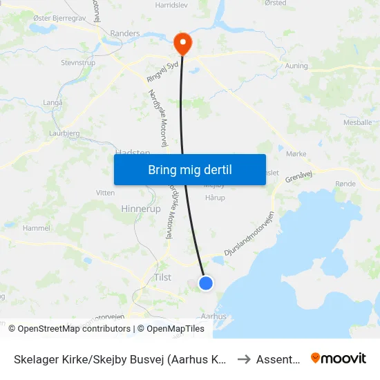 Skelager Kirke/Skejby Busvej (Aarhus Kom) to Assentoft map