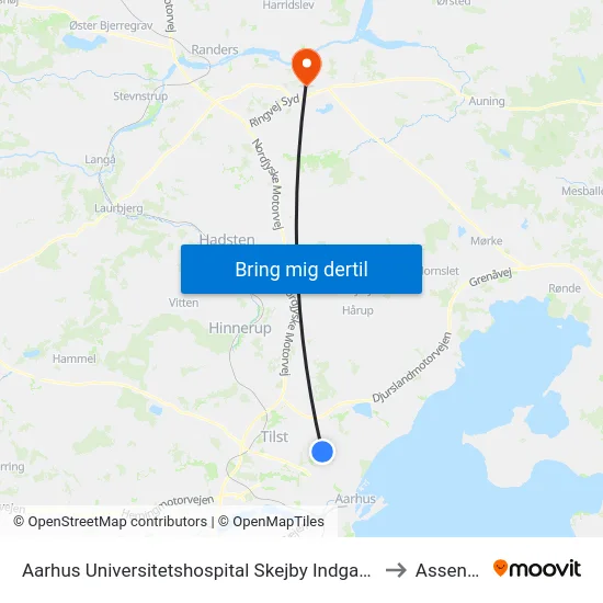 Aarhus Universitetshospital Skejby Indgang B/C/D to Assentoft map