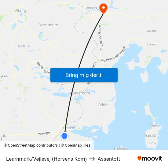 Learnmark/Vejlevej (Horsens Kom) to Assentoft map