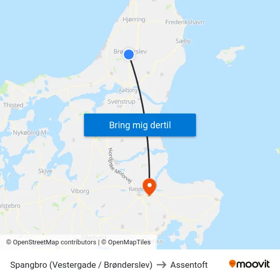 Spangbro (Vestergade / Brønderslev) to Assentoft map