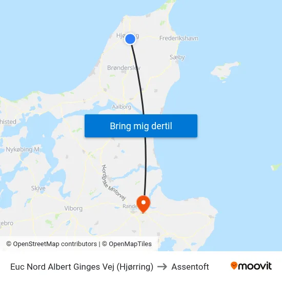 Euc Nord Albert Ginges Vej (Hjørring) to Assentoft map