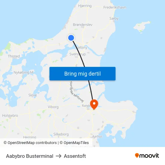 Aabybro Busterminal to Assentoft map