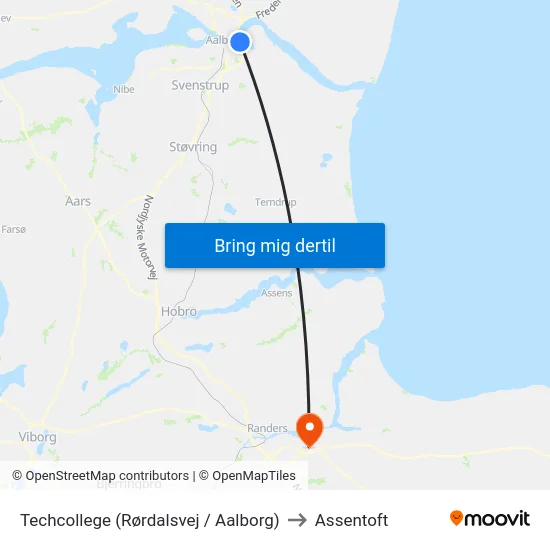 Techcollege (Rørdalsvej / Aalborg) to Assentoft map