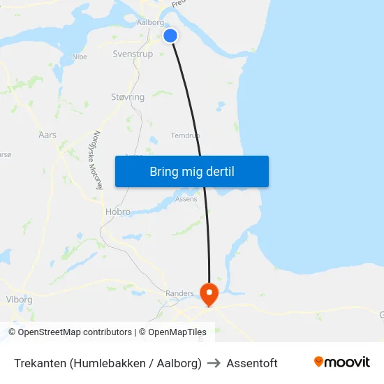 Trekanten (Humlebakken / Aalborg) to Assentoft map