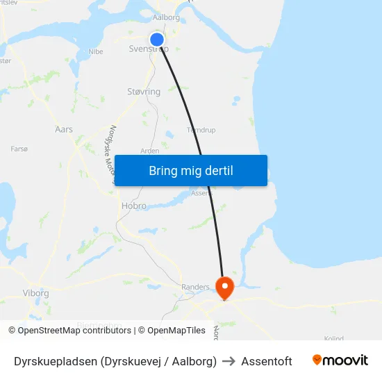 Dyrskuepladsen (Dyrskuevej / Aalborg) to Assentoft map