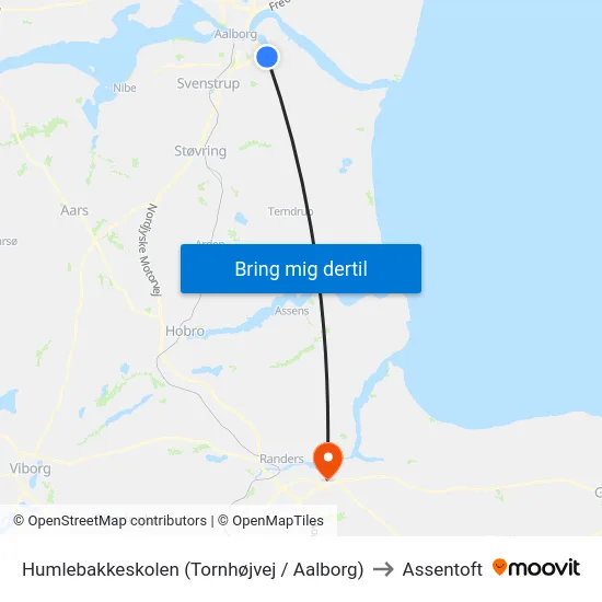 Humlebakkeskolen (Tornhøjvej / Aalborg) to Assentoft map