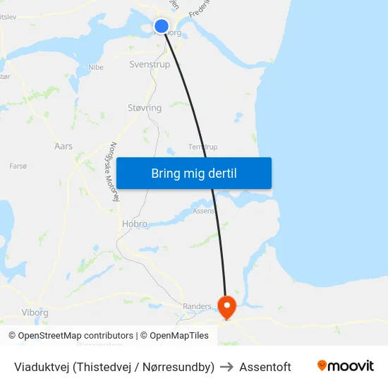 Viaduktvej (Thistedvej / Nørresundby) to Assentoft map