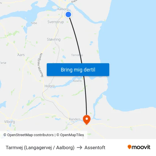 Tarmvej (Langagervej / Aalborg) to Assentoft map