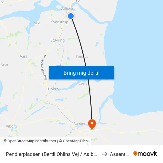 Pendlerpladsen (Bertil Ohlins Vej / Aalborg) to Assentoft map