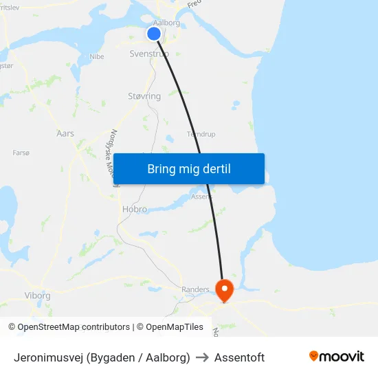 Jeronimusvej (Bygaden / Aalborg) to Assentoft map