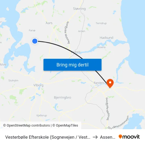 Vesterbølle Efterskole (Sognevejen / Vesthimmerl) to Assentoft map