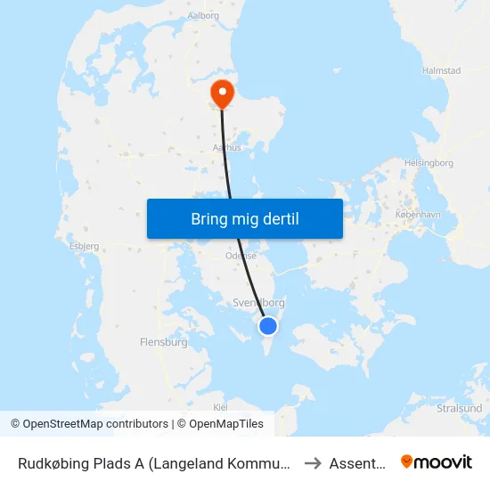 Rudkøbing Plads A (Langeland Kommune) to Assentoft map