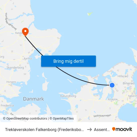 Trekløverskolen Falkenborg (Frederiksborggade) to Assentoft map