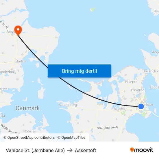 Vanløse St. (Jernbane Allé) to Assentoft map
