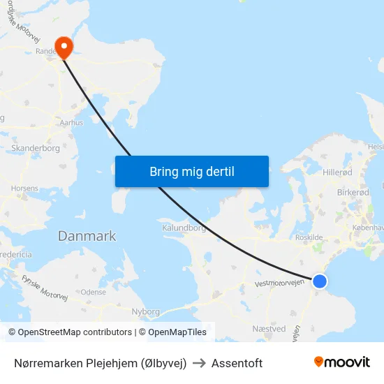 Nørremarken Plejehjem (Ølbyvej) to Assentoft map