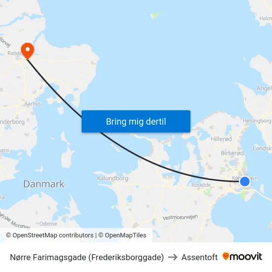 Nørre Farimagsgade (Frederiksborggade) to Assentoft map