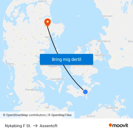 Nykøbing F St. to Assentoft map
