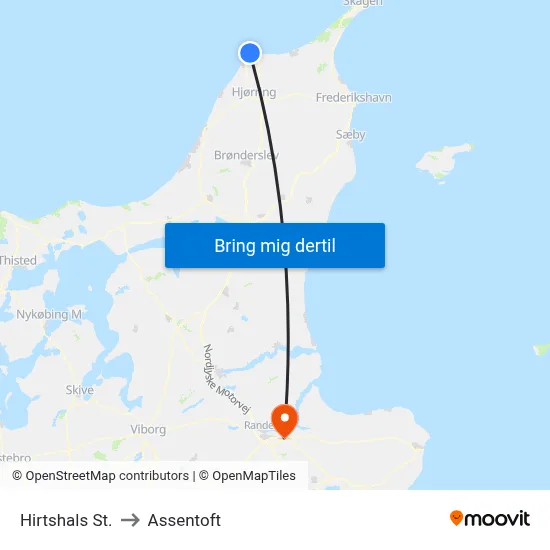 Hirtshals St. to Assentoft map