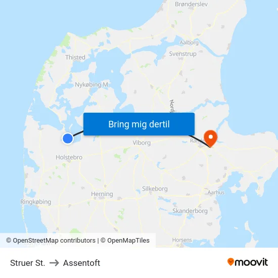 Struer St. to Assentoft map