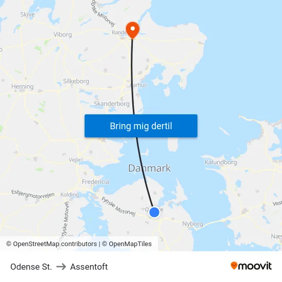 Odense St. to Assentoft map