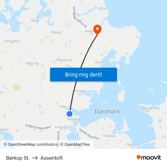 Børkop St. to Assentoft map