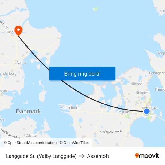 Langgade St. (Valby Langgade) to Assentoft map