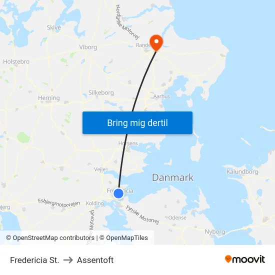 Fredericia St. to Assentoft map