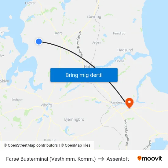 Farsø Busterminal (Vesthimm. Komm.) to Assentoft map