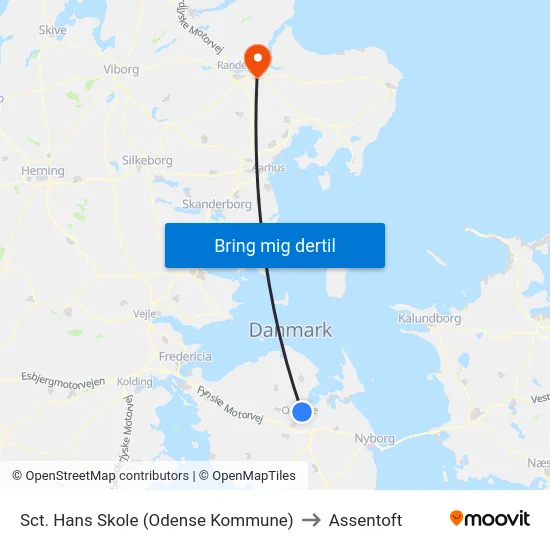 Sct. Hans Skole (Odense Kommune) to Assentoft map