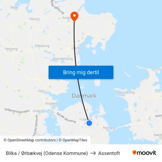 Bilka / Ørbækvej (Odense Kommune) to Assentoft map