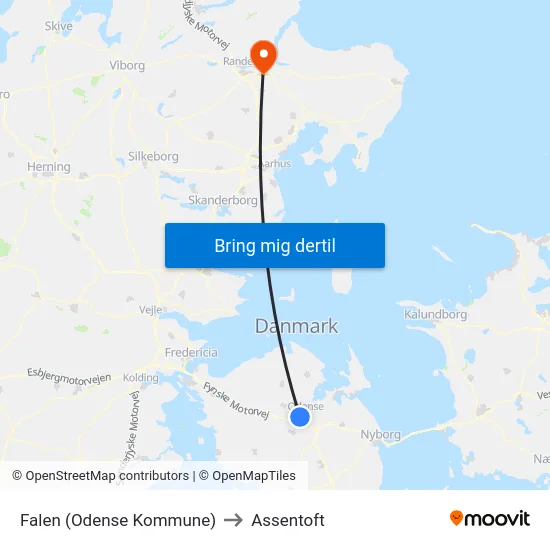 Falen (Odense Kommune) to Assentoft map