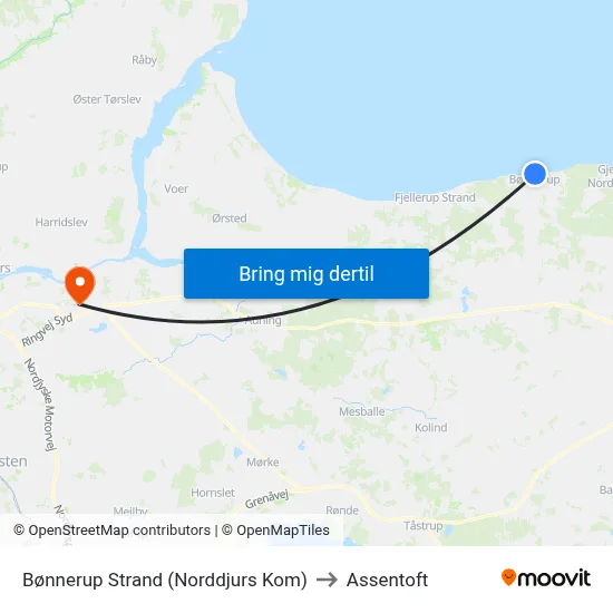 Bønnerup Strand (Norddjurs Kom) to Assentoft map