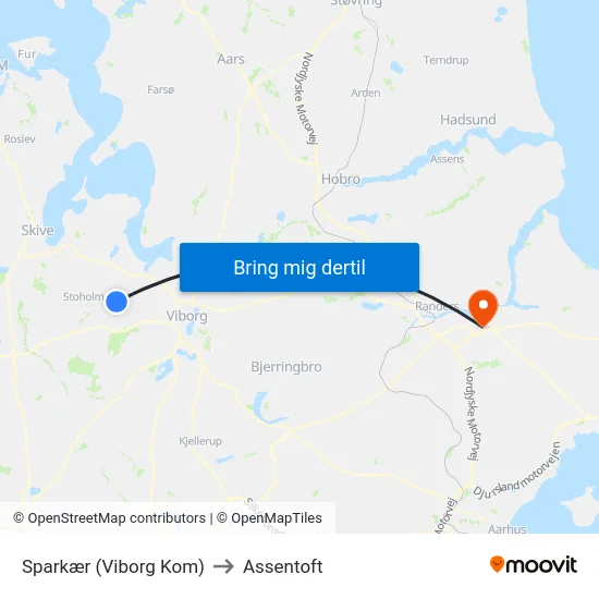 Sparkær (Viborg Kom) to Assentoft map