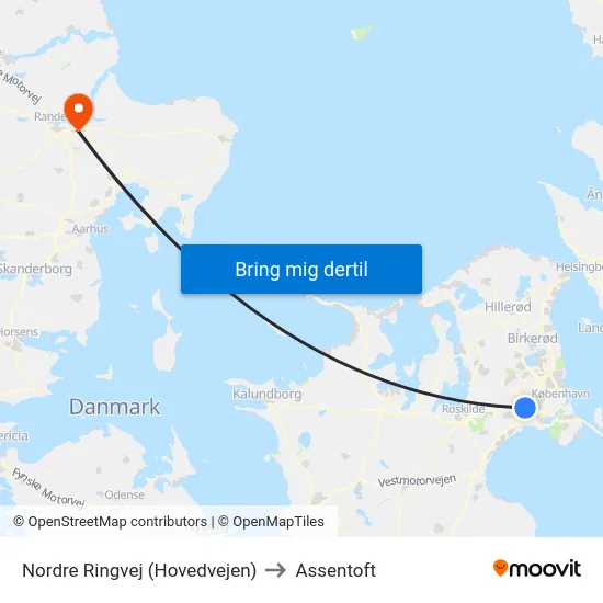 Nordre Ringvej (Hovedvejen) to Assentoft map