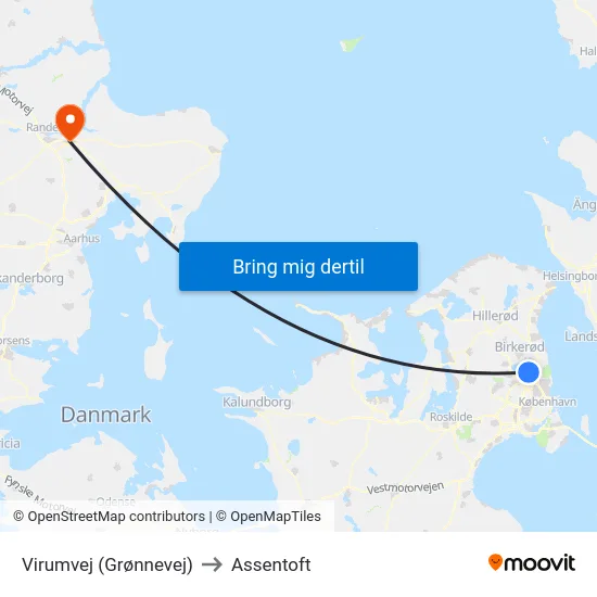 Virumvej (Grønnevej) to Assentoft map