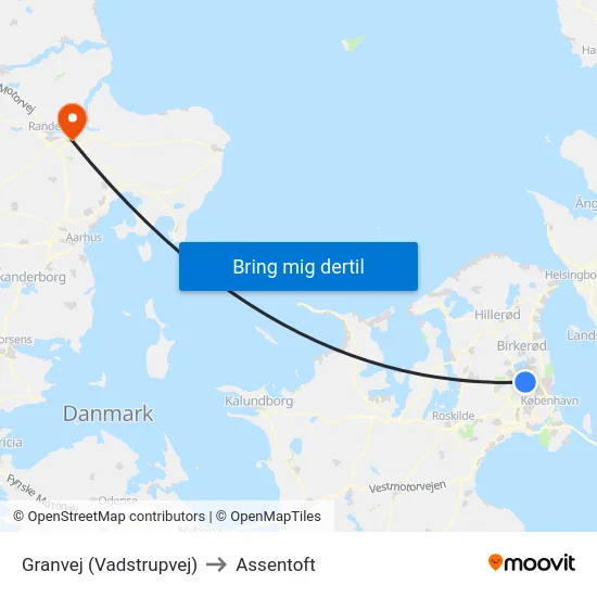 Granvej (Vadstrupvej) to Assentoft map