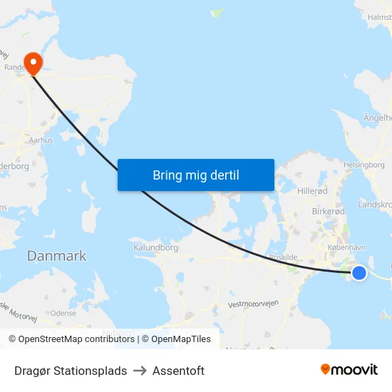 Dragør Stationsplads to Assentoft map