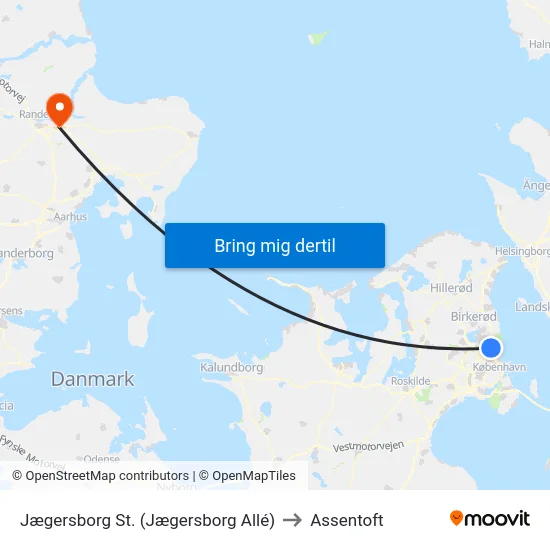 Jægersborg St. (Jægersborg Allé) to Assentoft map