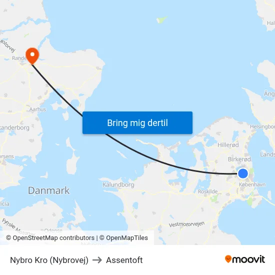 Nybro Kro (Nybrovej) to Assentoft map