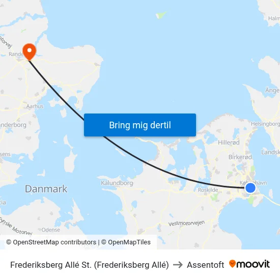 Frederiksberg Allé St. (Frederiksberg Allé) to Assentoft map