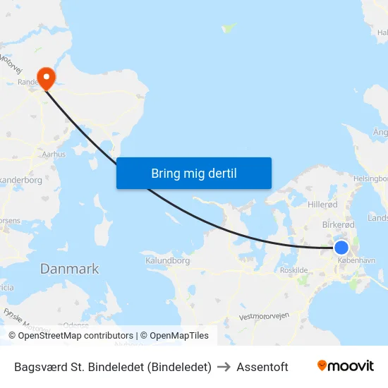 Bagsværd St. Bindeledet (Bindeledet) to Assentoft map