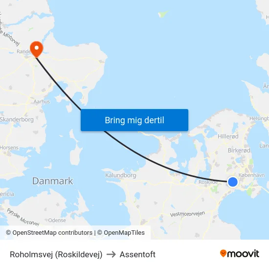 Roholmsvej (Roskildevej) to Assentoft map