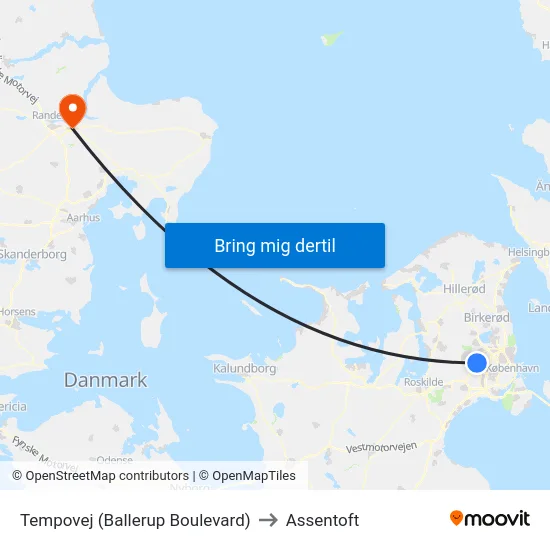 Tempovej (Ballerup Boulevard) to Assentoft map