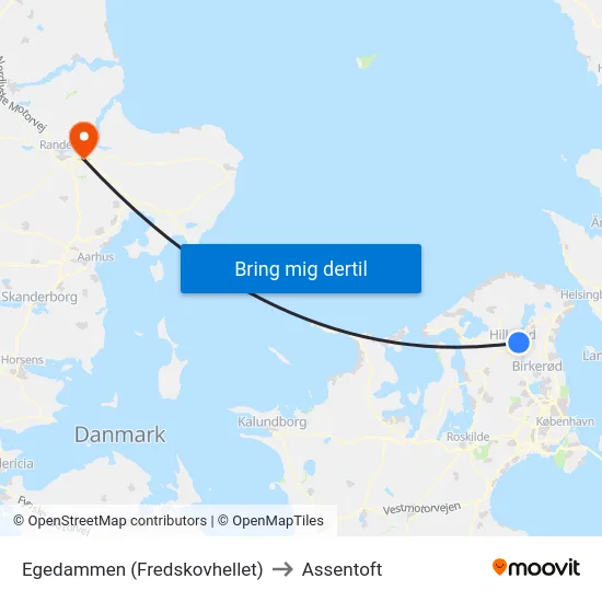 Egedammen (Fredskovhellet) to Assentoft map