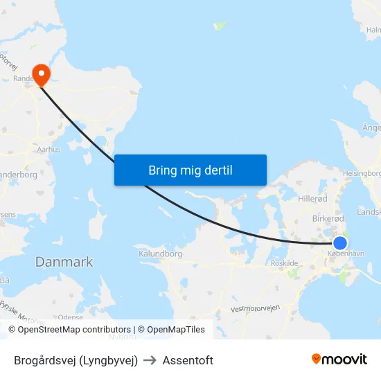 Brogårdsvej (Lyngbyvej) to Assentoft map