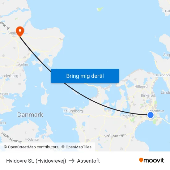 Hvidovre St. (Hvidovrevej) to Assentoft map