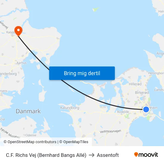 C.F. Richs Vej (Bernhard Bangs Allé) to Assentoft map