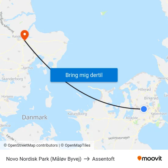 Novo Nordisk Park (Måløv Byvej) to Assentoft map