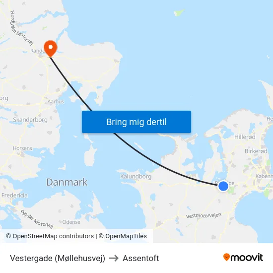 Vestergade (Møllehusvej) to Assentoft map