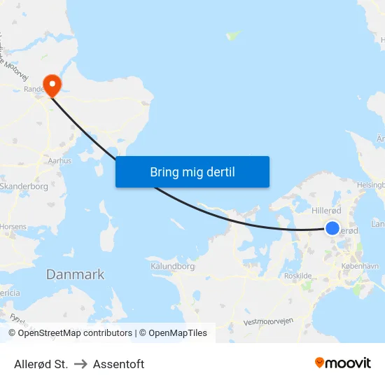 Allerød St. to Assentoft map